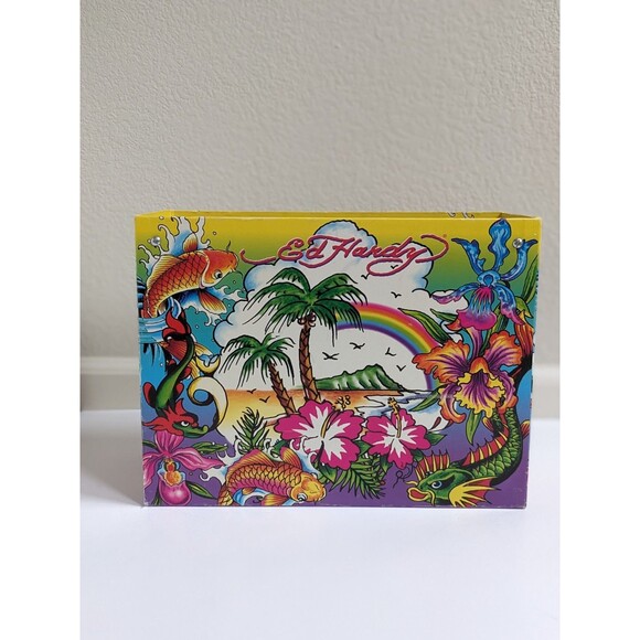 Ed Hardy x Lisa Frank Hanging File Box Tropical Tattoo Art Koi Dragon Rainbow - Picture 5 of 14